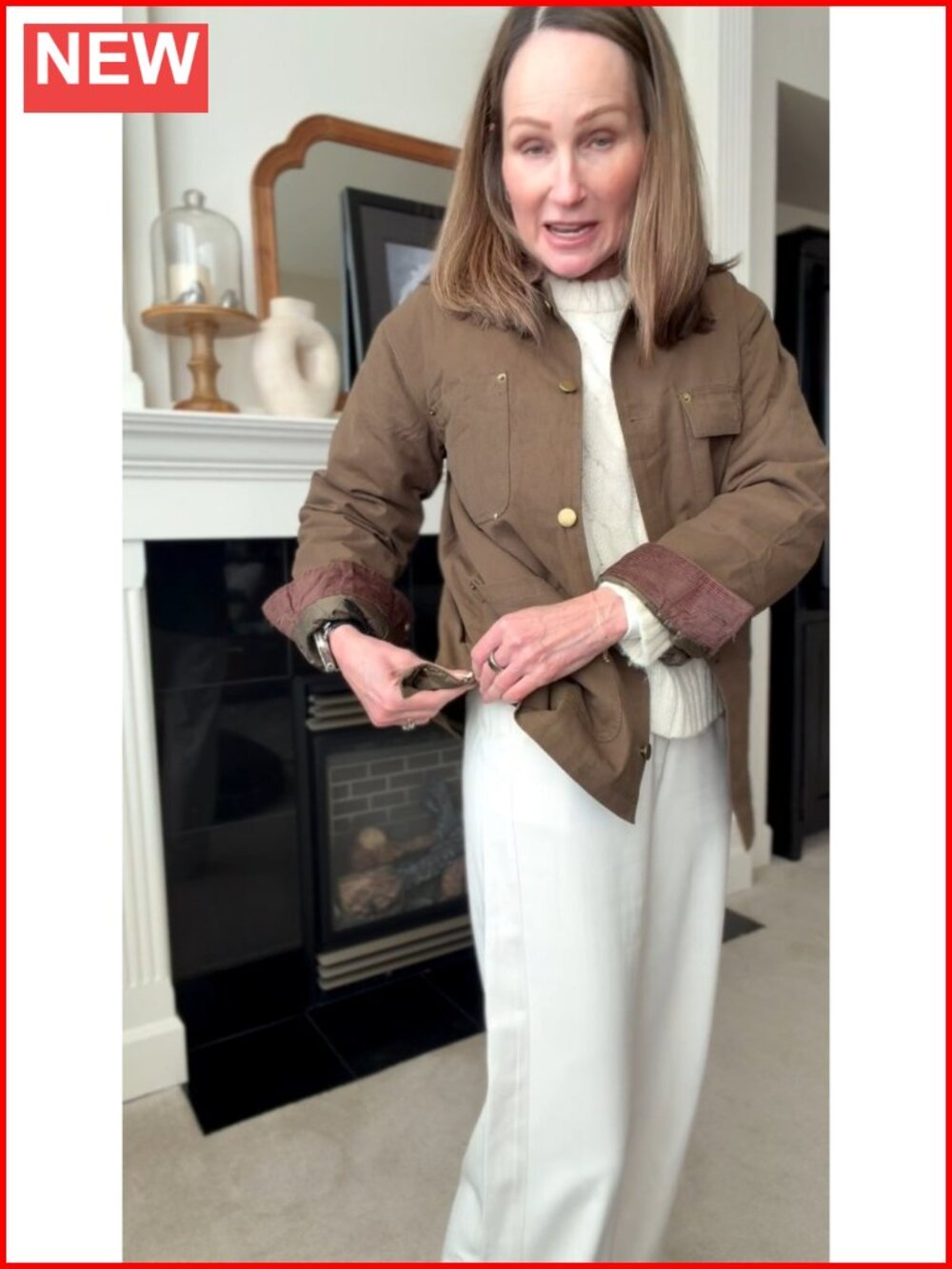 Oversized Vintage Corduroy Collar Barn Jacket Women Utility Coat - Picture 6 of 6